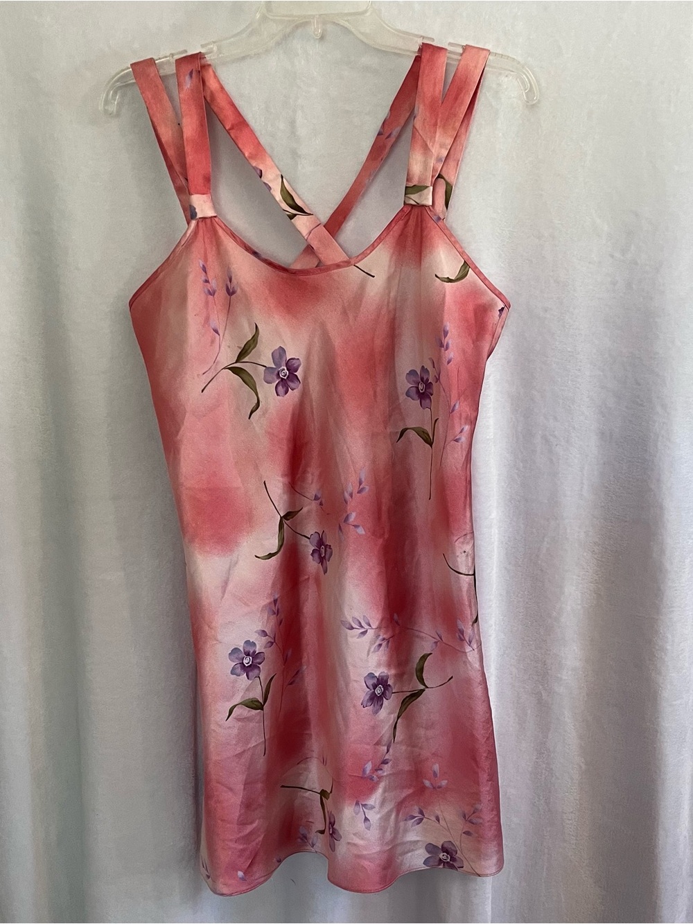 Delicates Pink Satin Floral Slip Dress